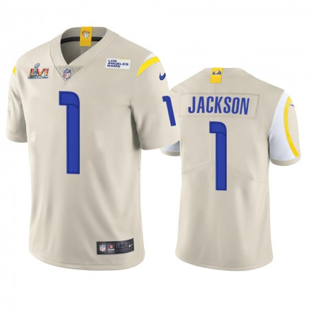 Los Angeles Rams #1 Desean Jackson Men's Super Bowl LVI Patch Nike Vapor Limited NFL Jersey - Bone