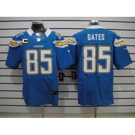 Nike Chargers #85 Antonio Gates Electric Blue Alternate With C Patch Men's Stitched NFL Elite Jersey