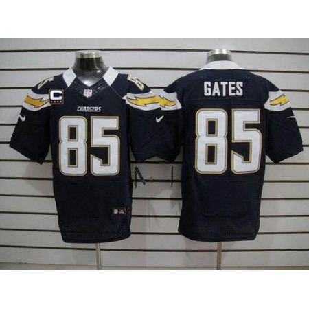 Nike Chargers #85 Antonio Gates Navy Blue Team Color With C Patch Men's Stitched NFL Elite Jersey