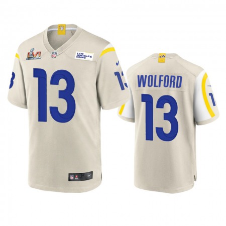 Los Angeles Rams #13 John Wolford Men's Super Bowl LVI Patch Nike Game NFL Jersey - Bone