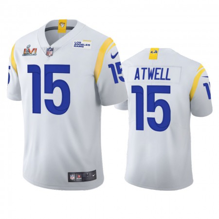 Los Angeles Rams #15 Tutu Atwell Men's Super Bowl LVI Patch Nike 2021 Vapor Limited NFL Jersey - White