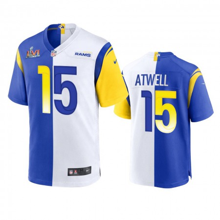 Los Angeles Rams #15 Tutu Atwell Men's Super Bowl LVI Patch Nike Royal White Split Game NFL Limited Jersey