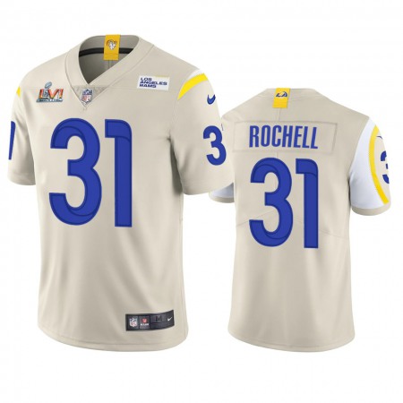 Los Angeles Rams #31 Robert Rochell Men's Super Bowl LVI Patch Nike Vapor Limited NFL Jersey - Bone