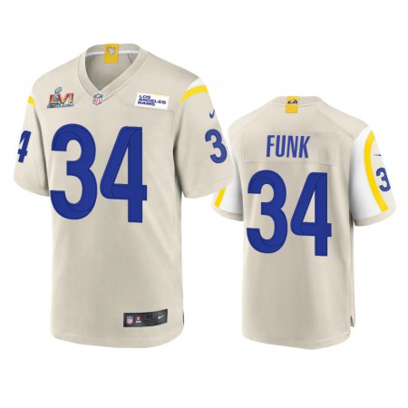 Los Angeles Rams #34 Jake Funk Men's Super Bowl LVI Patch Nike Game NFL Jersey - Bone