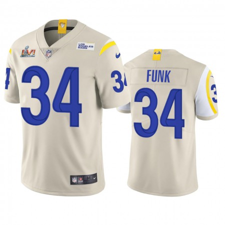 Los Angeles Rams #34 Jake Funk Men's Super Bowl LVI Patch Nike Vapor Limited NFL Jersey - Bone