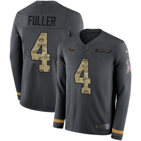 Nike Rams #4 Jordan Fuller Anthracite Salute to Service Men's Stitched NFL Limited Therma Long Sleeve Jersey