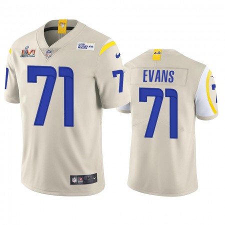 Los Angeles Rams #71 Bobby Evans Men's Super Bowl LVI Patch Nike Vapor Limited NFL Jersey - Bone