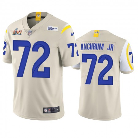 Los Angeles Rams #72 Tremayne Anchrum Jr. Men's Super Bowl LVI Patch Nike Vapor Limited NFL Jersey - Bone