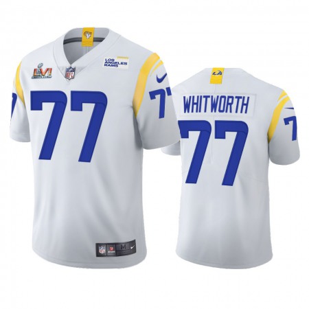 Los Angeles Rams #77 Andrew Whitworth Men's Super Bowl LVI Patch Nike 2021 Vapor Limited NFL Jersey - White