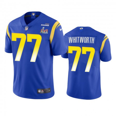 Los Angeles Rams #77 Andrew Whitworth Men's Super Bowl LVI Patch Nike Vapor Limited NFL Jersey - Royal