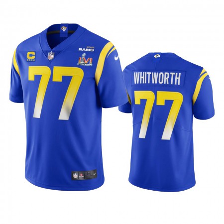 Los Angeles Rams #77 Andrew Whitworth Men's Super Bowl LVI Patch Nike Vapor Limited NFL Jersey - Royal