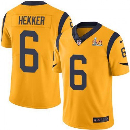 Nike Rams #6 Johnny Hekker Gold Super Bowl LVI Patch Men's Stitched NFL Limited Rush Jersey