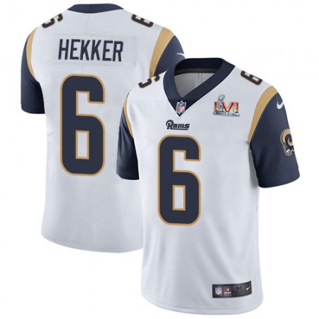 Nike Rams #6 Johnny Hekker White Super Bowl LVI Patch Men's Stitched NFL Vapor Untouchable Limited Jersey