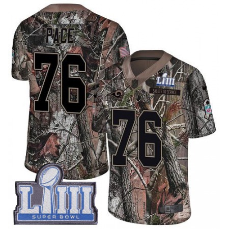 Nike Rams #76 Orlando Pace Camo Super Bowl LIII Bound Men's Stitched NFL Limited Rush Realtree Jersey