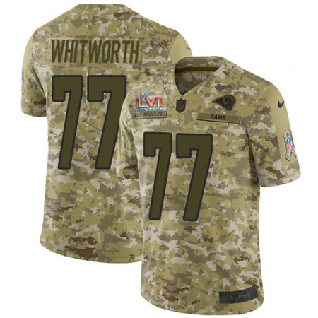 Nike Rams #77 Andrew Whitworth Camo Super Bowl LVI Patch Men's Stitched NFL Limited 2018 Salute To Service Jersey
