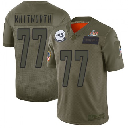 Nike Rams #77 Andrew Whitworth Camo Super Bowl LVI Patch Men's Stitched NFL Limited 2019 Salute To Service Jersey