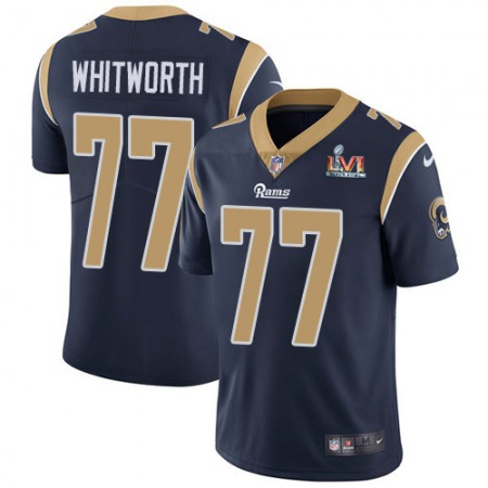 Nike Rams #77 Andrew Whitworth Navy Blue Team Color Super Bowl LVI Patch Men's Stitched NFL Vapor Untouchable Limited Jersey