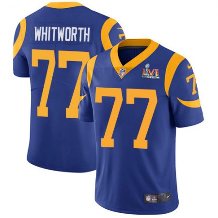 Nike Rams #77 Andrew Whitworth Royal Blue Alternate Super Bowl LVI Patch Men's Stitched NFL Vapor Untouchable Limited Jersey