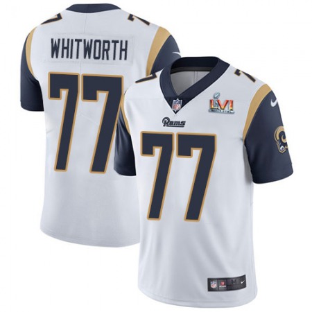 Nike Rams #77 Andrew Whitworth White Super Bowl LVI Patch Men's Stitched NFL Vapor Untouchable Limited Jersey