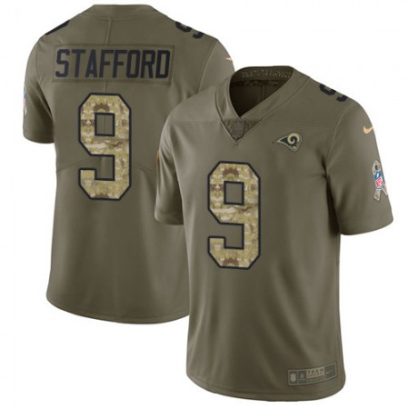 Los Angeles Rams #9 Matthew Stafford Olive/Camo Men's Stitched NFL Limited 2017 Salute To Service Jersey