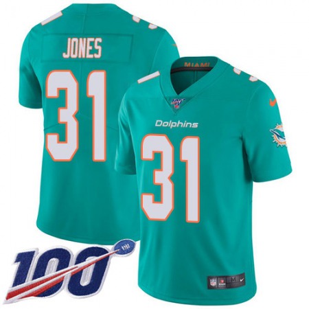 Nike Dolphins #31 Byron Jones Aqua Green Team Color Men's Stitched NFL 100th Season Vapor Untouchable Limited Jersey