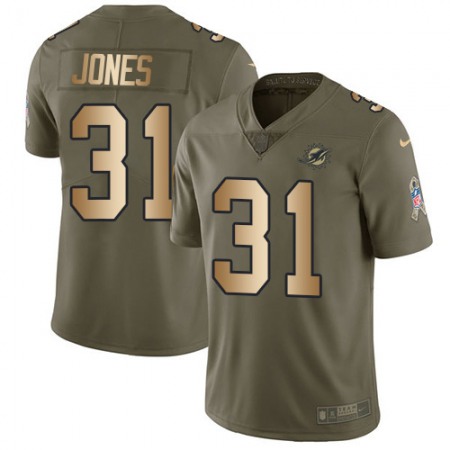 Nike Dolphins #31 Byron Jones Olive/Gold Men's Stitched NFL Limited 2017 Salute To Service Jersey