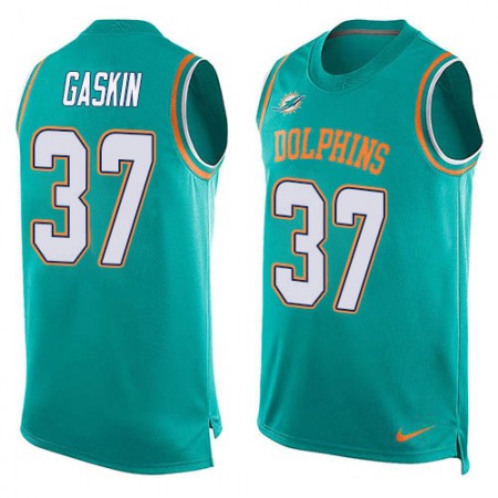 Nike Dolphins #37 Myles Gaskin Aqua Green Team Color Men's Stitched NFL Limited Tank Top Jersey