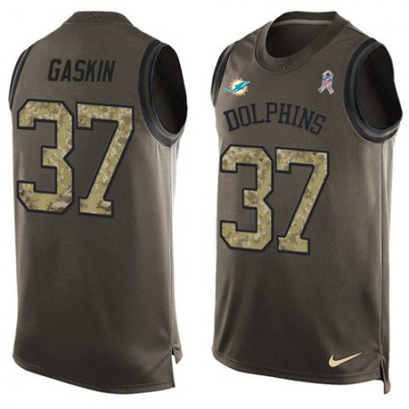Nike Dolphins #37 Myles Gaskin Green Men's Stitched NFL Limited Salute To Service Tank Top Jersey