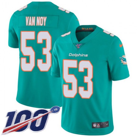 Nike Dolphins #53 Kyle Van Noy Aqua Green Team Color Men's Stitched NFL 100th Season Vapor Untouchable Limited Jersey