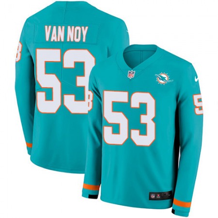 Nike Dolphins #53 Kyle Van Noy Aqua Green Team Color Men's Stitched NFL Limited Therma Long Sleeve Jersey