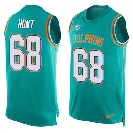 Nike Dolphins #68 Robert Hunt Aqua Green Team Color Men's Stitched NFL Limited Tank Top Jersey