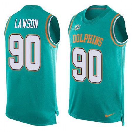 Nike Dolphins #90 Shaq Lawson Aqua Green Team Color Men's Stitched NFL Limited Tank Top Jersey