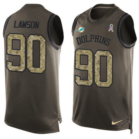 Nike Dolphins #90 Shaq Lawson Green Men's Stitched NFL Limited Salute To Service Tank Top Jersey
