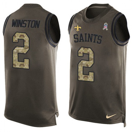 Nike Saints #2 Jameis Winston Green Men's Stitched NFL Limited Salute To Service Tank Top Jersey