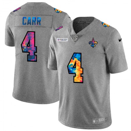New Orleans Saints #4 Derek Carr Men's Nike Multi-Color 2020 NFL Crucial Catch NFL Jersey Greyheather