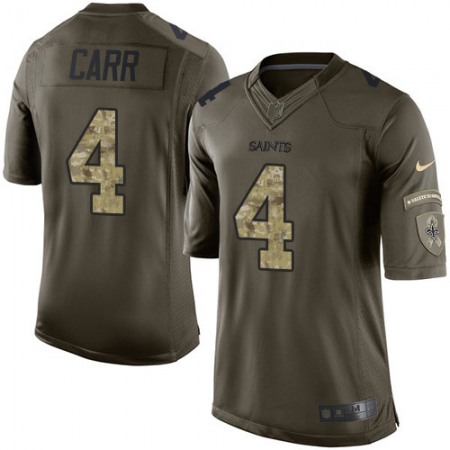 Nike Saints #4 Derek Carr Green Men's Stitched NFL Limited 2015 Salute To Service Jersey