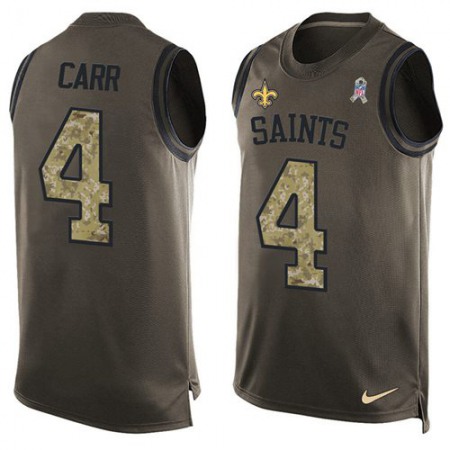 Nike Saints #4 Derek Carr Green Men's Stitched NFL Limited Salute To Service Tank Top Jersey