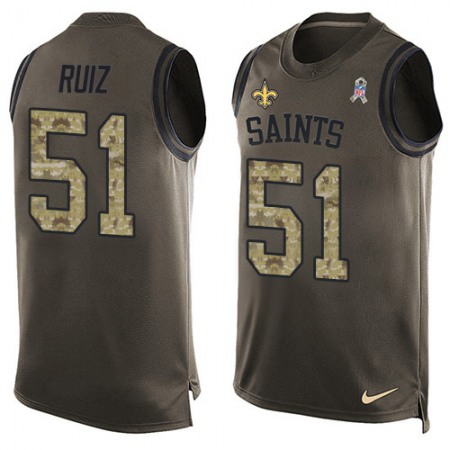 Nike Saints #51 Cesar Ruiz Green Men's Stitched NFL Limited Salute To Service Tank Top Jersey
