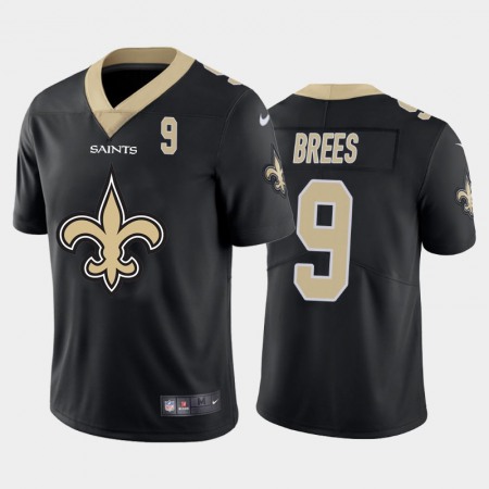 New Orleans Saints #9 Drew Brees Black Men's Nike Big Team Logo Player Vapor Limited NFL Jersey