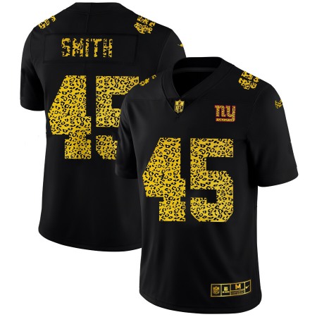 New York Giants #45 Jaylon Smith Men's Nike Leopard Print Fashion Vapor Limited NFL Jersey Black