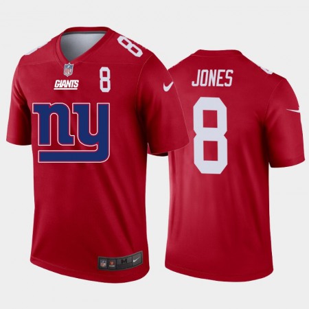 New York Giants #8 Daniel Jones Red Men's Nike Big Team Logo Player Vapor Limited NFL Jersey