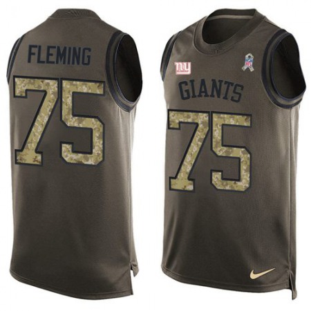 Nike Giants #75 Cameron Fleming Green Men's Stitched NFL Limited Salute To Service Tank Top Jersey