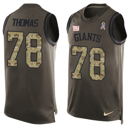 Nike Giants #78 Andrew Thomas Green Men's Stitched NFL Limited Salute To Service Tank Top Jersey