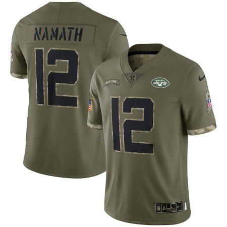 New York Jets #12 Joe Namath Nike Men's 2022 Salute To Service Limited Jersey - Olive