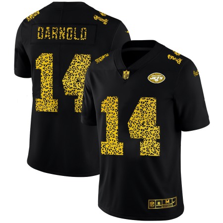 New York Jets #14 Sam Darnold Men's Nike Leopard Print Fashion Vapor Limited NFL Jersey Black