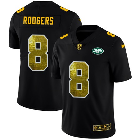New York Jets #8 Aaron Rodgers Men's Black Nike Golden Sequin Vapor Limited NFL Jersey
