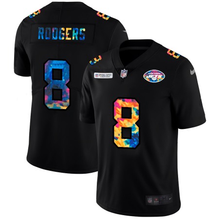 New York Jets #8 Aaron Rodgers Men's Nike Multi-Color Black 2020 NFL Crucial Catch Vapor Untouchable Limited Jersey