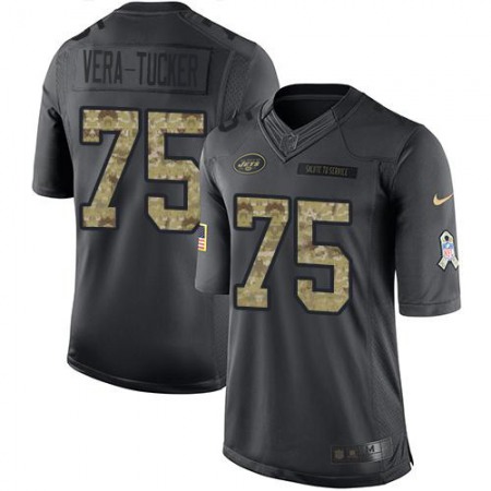 Nike Jets #75 Alijah Vera-Tucker Black Men's Stitched NFL Limited 2016 Salute to Service Jersey