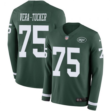 Nike Jets #75 Alijah Vera-Tucker Green Team Color Men's Stitched NFL Limited Therma Long Sleeve Jersey