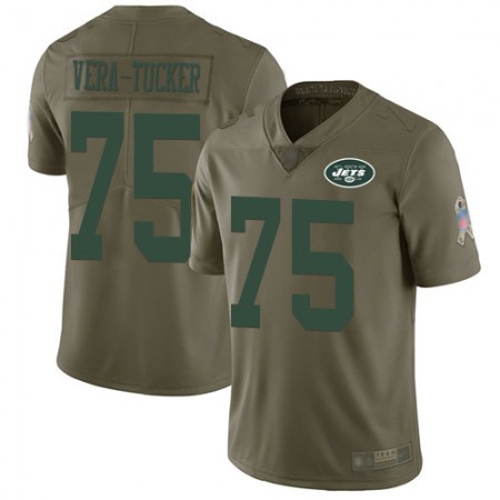 Nike Jets #75 Alijah Vera-Tucker Olive Men's Stitched NFL Limited 2017 Salute To Service Jersey